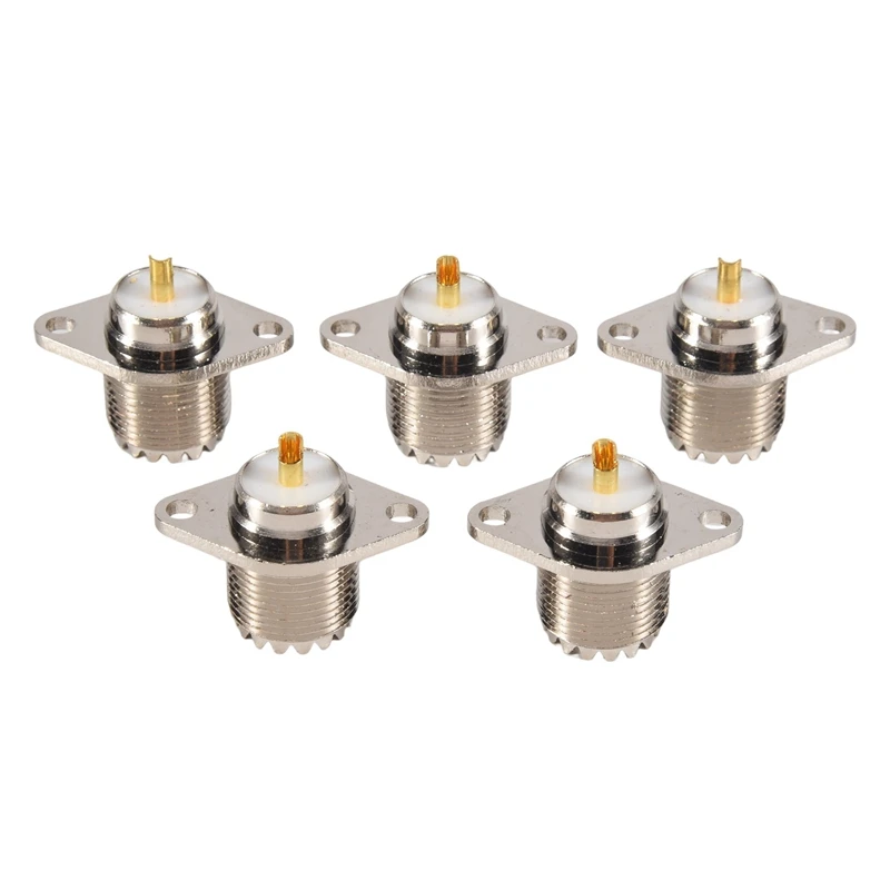 5 PCS UHF SO239 Female 2 Hole Female Jack With Rhombic Flange Soldering Panel RF Connector Socket Connector Female Connector