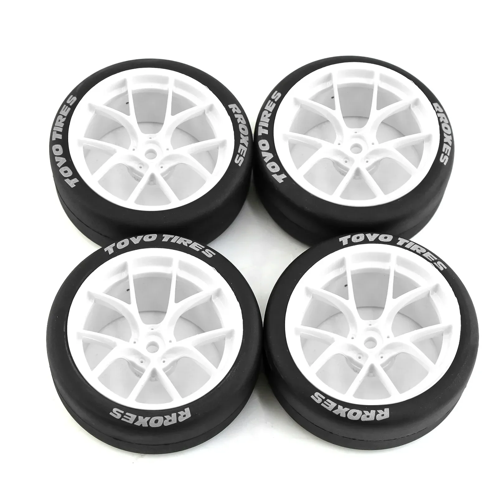 

For Tamiya TT-02 TT01 RC Drift Tire 65mm Wheel Set, Hard Plastic Tyre for 1/10 On-Road Touring Car, Fits XV01 PTG-2 HSP HPI