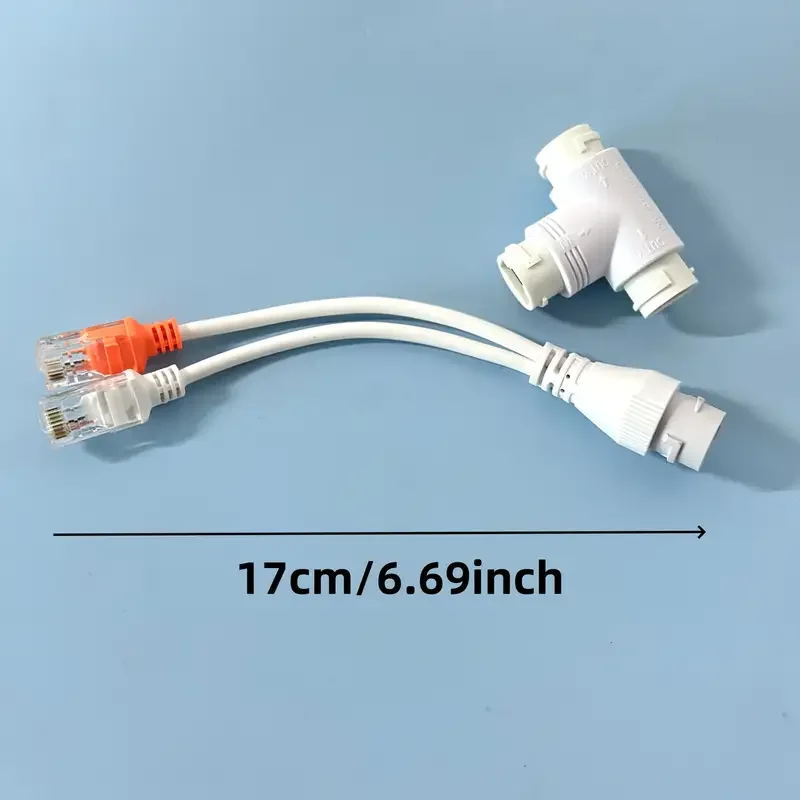 PoE Ethernet Splitter 2 IN 1 Network Cabling Connector Three Way RJ45 Head Ethernet Extender For IP Camera System