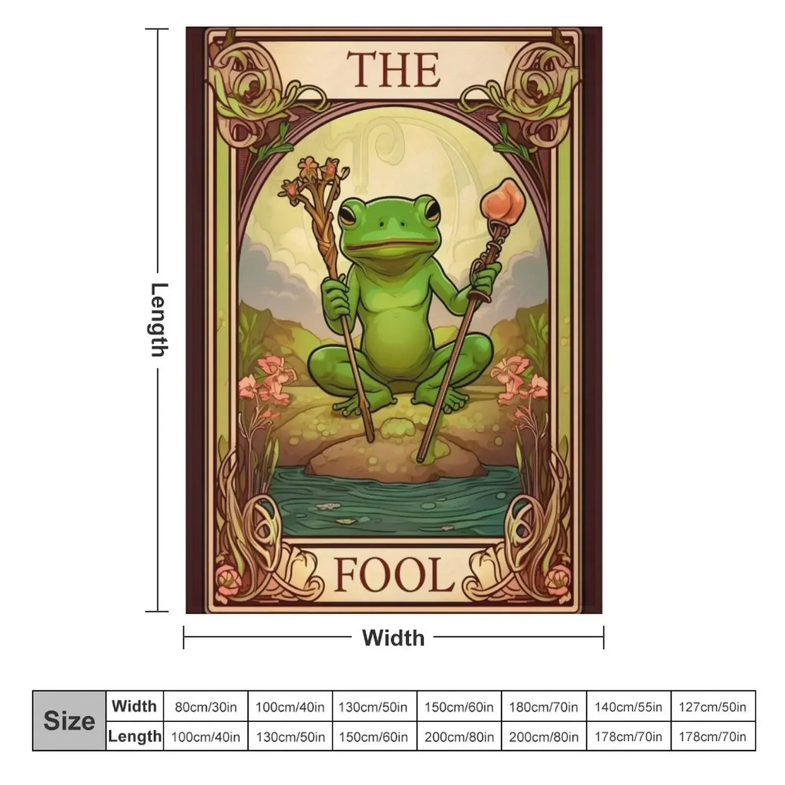 Froggy Tarot: The Playful Path of The Fool Throw Blanket couch cozy soft plush fuzzy picnic outdoor blanket