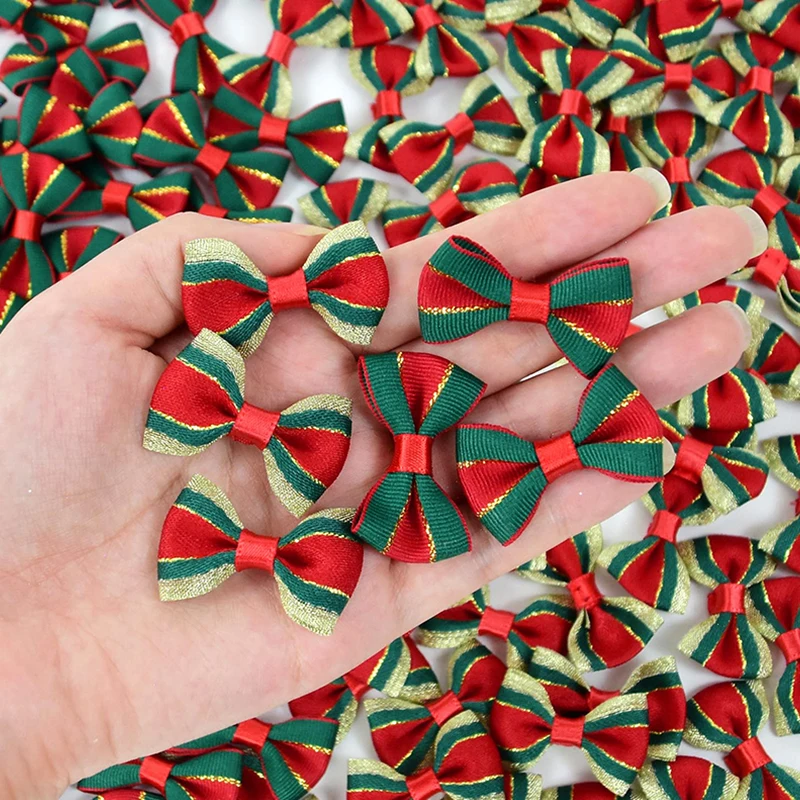 

30pcs Christmas Satin Ribbon Bows Handmade Festive Gift Wrapping Decor DIY Hair Accessories for Xmas New Year & Navidad Party