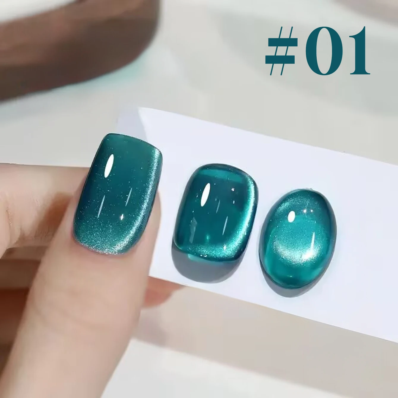 

1pcs WS Green Glass Nebula Glass Beads Cat Eye Gel Nail Polish Summer High Density Flash Nail Art Back To School Essentials