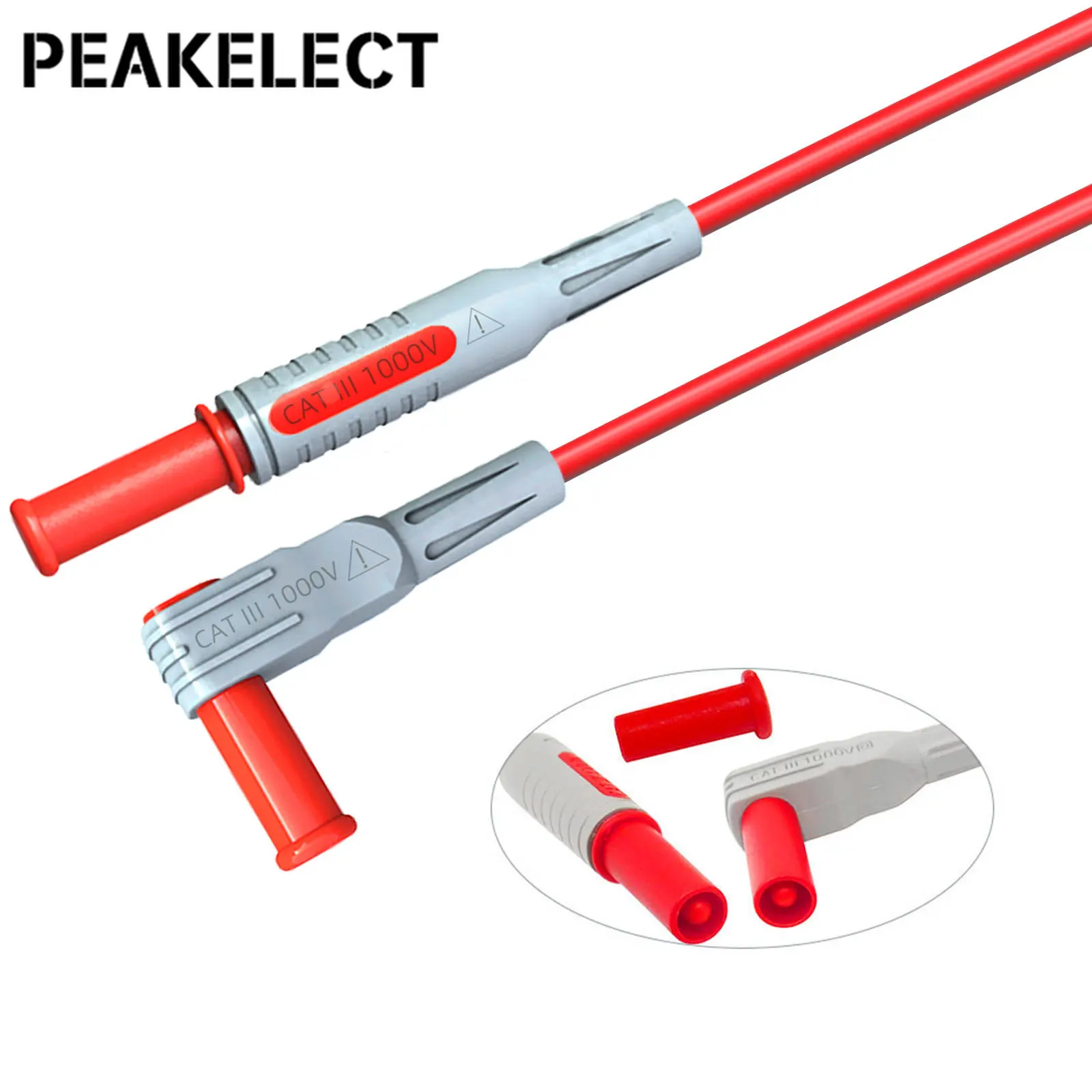 Peakelect P1300D 22PCS 4mm Banana Plug Multimeter Test Leads Kit Replaceable Needles Test Probe Hook Alligator Clips Spade Plug