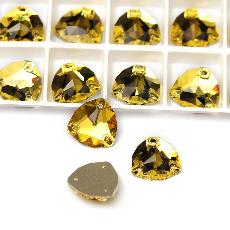 YANRUO 3272 All Sizes Light Topaz Trilliant Glass Stones Flat Back Glitter Strass Sew On Rhinestones Crystals For Crafts