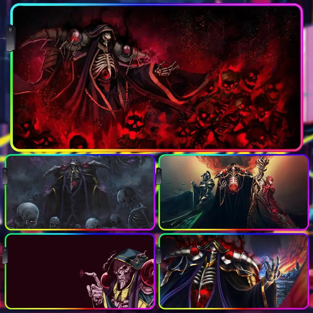 Anime O-OverlordS Albedo Mouse Pad Gamer Luminescence Led Mouse Pad Gaming Table Rgb Deskmat Keyboard Pc Mousepad