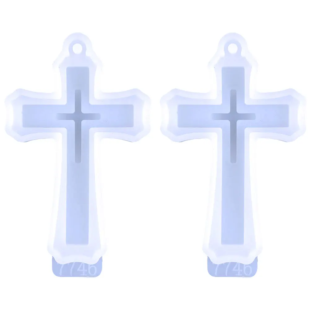 

2 Pcs Shape Cross Pendant Mold Epoxy Resin Jewelry Molds Flexible DIY Silicone Casting