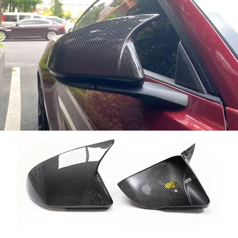 

For Ford Mustang 2015-2023 Medium Standard European Standard Carbon Horn Carbon Fiber Reverse Reflective Rearview Mirror Cover