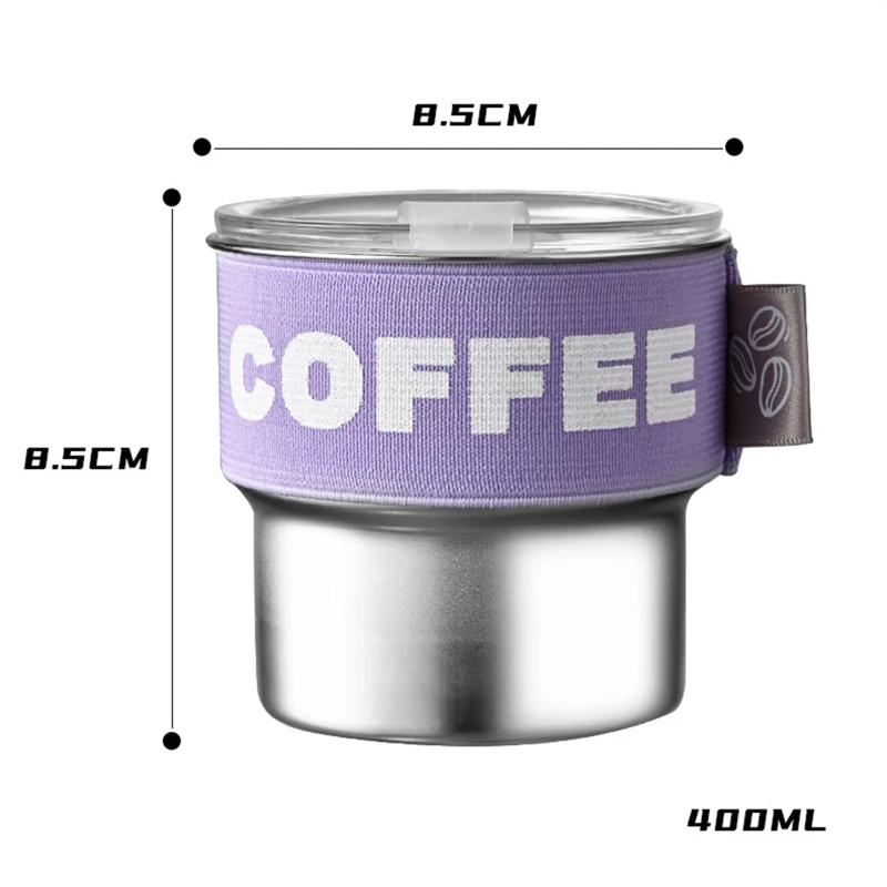 350ML Coffee Cup with Lid Stainless Steel Insulated Breakfast Milk Mug Drinkware Heat-Resistant Metal Tumbler Portable Water Cup