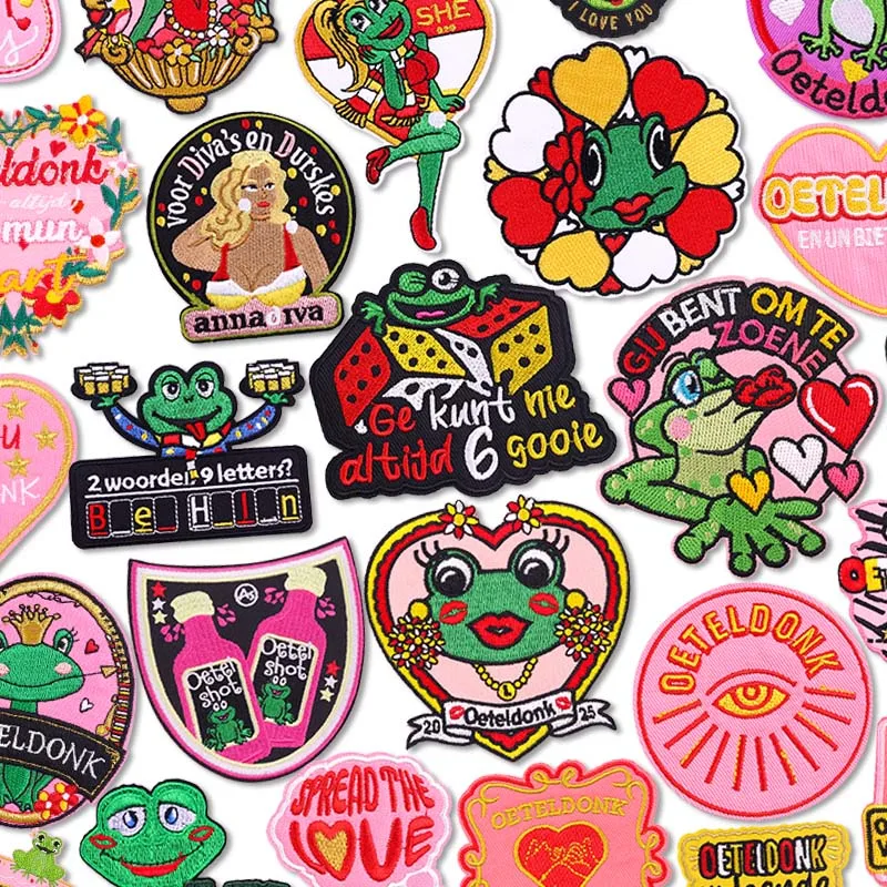 Niederlande Karneval Oeteldonk Patch Oeteldonk Emblem Eisen auf Patches für Kleidung Niederlande Oeteldonk Frosch bestickte Patches