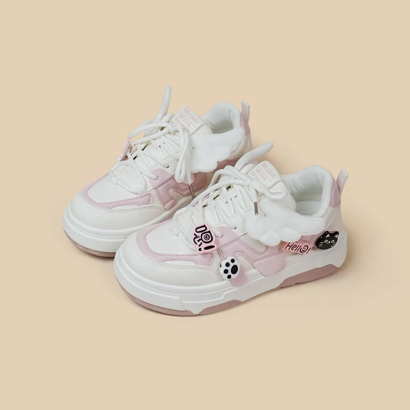 Amy and Michael 2024 Spring New Pink Shoes Kawaii Girls Students Casual Sports Sneakers Female Women Chunky Shoes Low Top Shoes