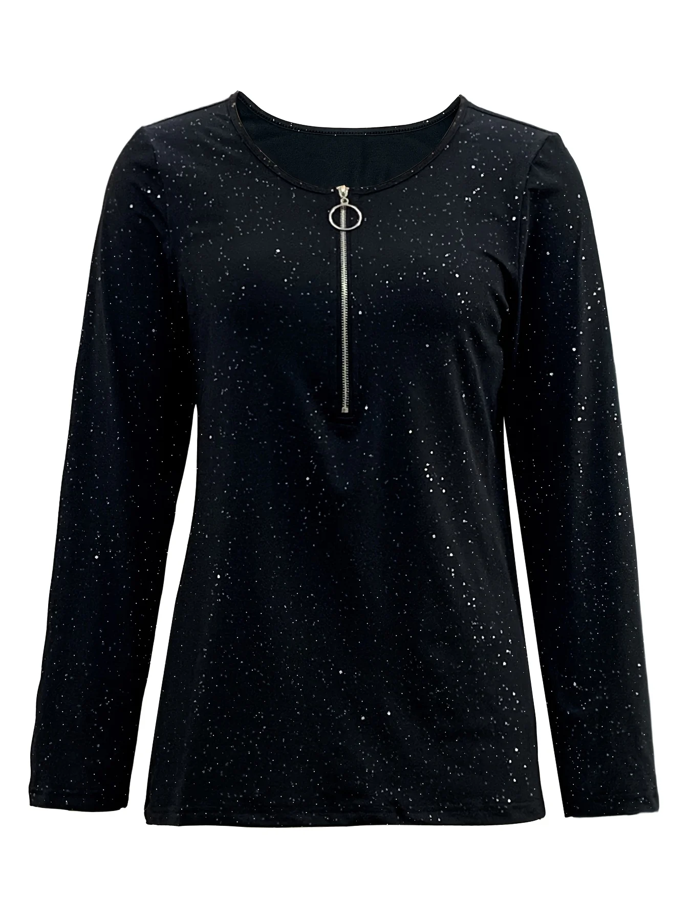 Stylish Plus Size Women's Zip Up Long Sleeve Top for Trendy Comfort