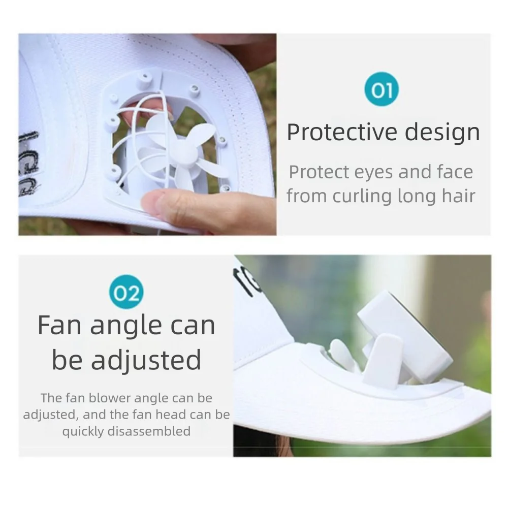 Korea Style Solar Fan Hat USB Charging Strong Wind Sunhat with Cooling Fan Multifunctional Solar Powered Wide Brim Baseball Cap view 4