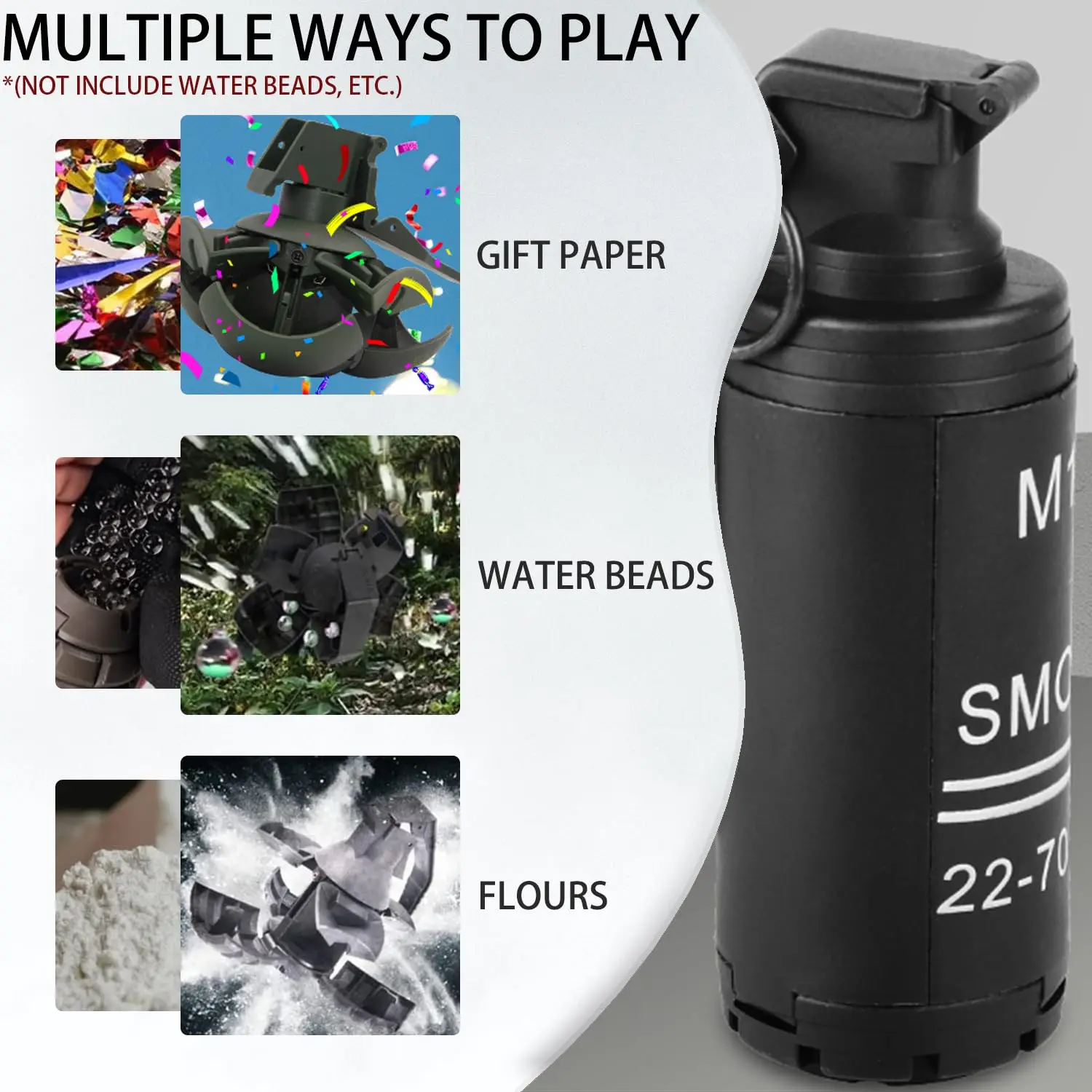 M18 CS Paintball Grenade Toys Tactical Airsoft Nylon Hand Grenades Toy Spring Powered Impact for CS Battle Game Role Play Model