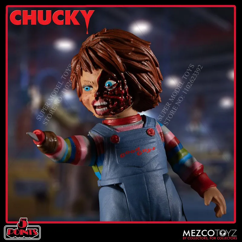 Mezco1/18 Schaal Soldaat Chucky Kind Spelen Angst Films 5-Punts Serie Luxe Set Volledige Set 3.75-Inch Actiefiguurmodel Speelgoed