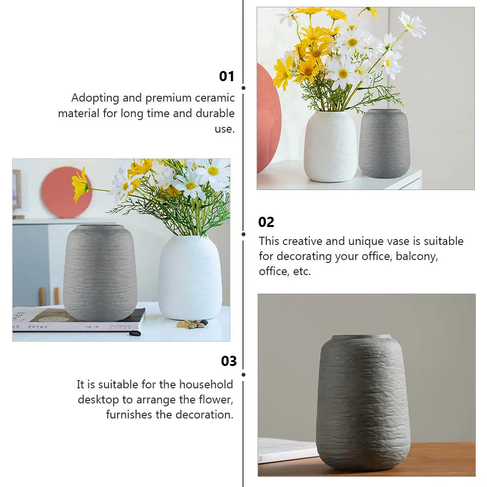 

Rustic Ceramic Vase Creative Nordic Style Flower Arrangement Container Decor Home Office Balcony Modern Artistic Design