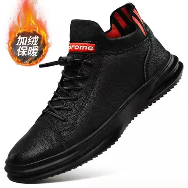 New Fashion Brand winter keep warm with plush fur Black  Mens Casual Leather Lace Up sneaker Formal Oxford Shoes ert5