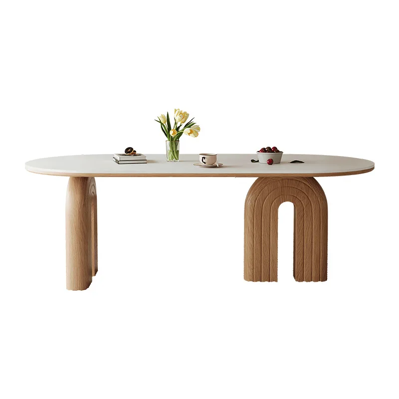 

log, cream style, solid wood, rock slab, dining table and chair combination, light luxury, small apartment