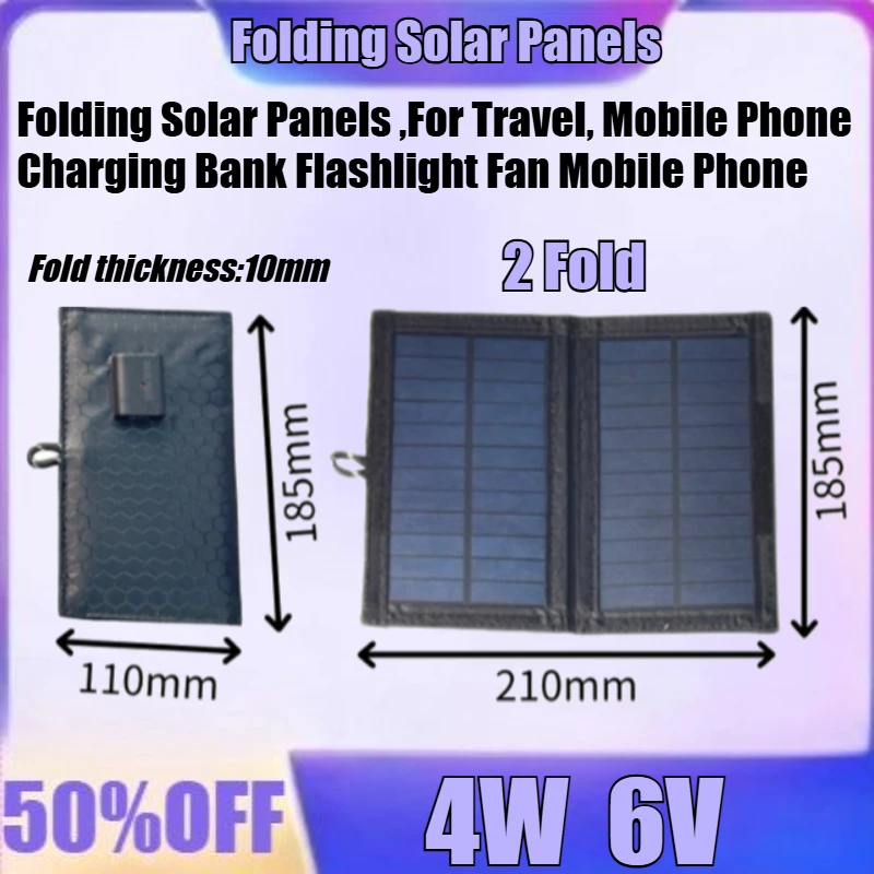 

4W Portable Foldable Solar Panel, Folding Solar Panels ,For Travel, Mobile Phone Charging Bank Flashlight Fan Mobile Phone