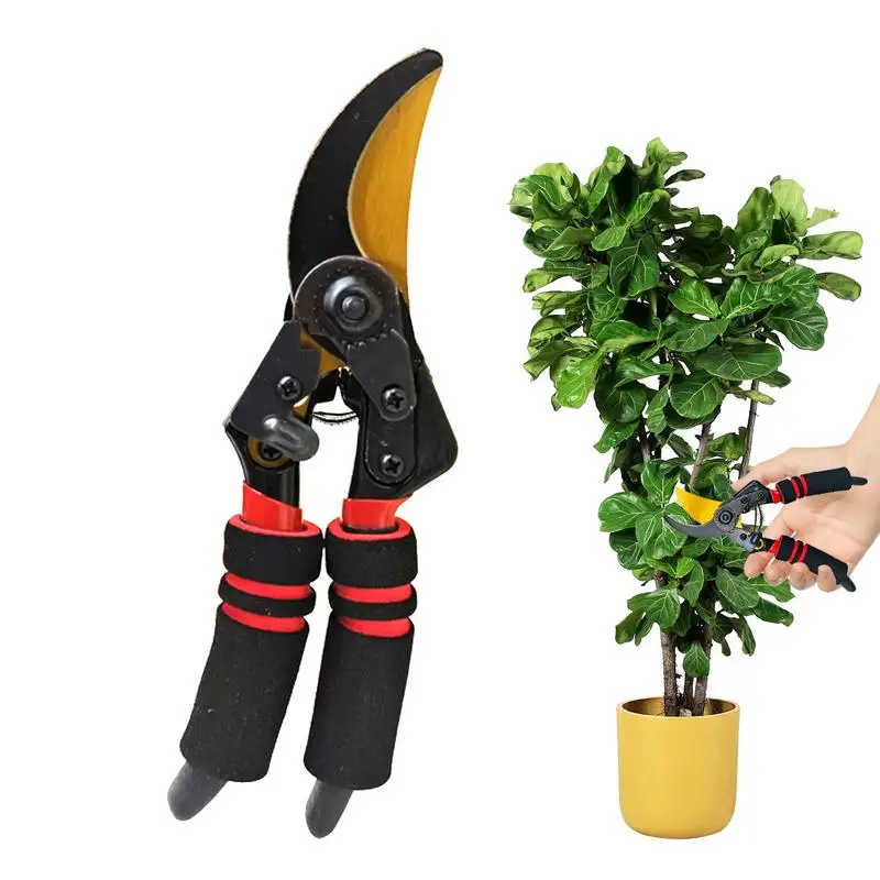 Pruning Shears Carbon Steel Plant Shears Soft Grip Tree Trimmers Pruning Scissors Plant Clippers Heavy Duty Tool For Gardening