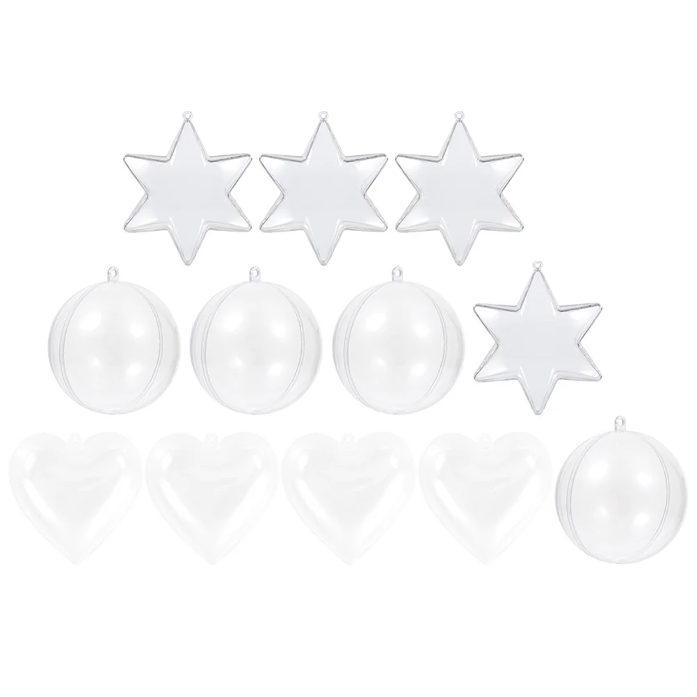 

15pcs Diy Fillable Balls Transparent Plastic Hanging Ball Decor For Christmas Xmas Ornament Bath Molds Craft Party Wedding