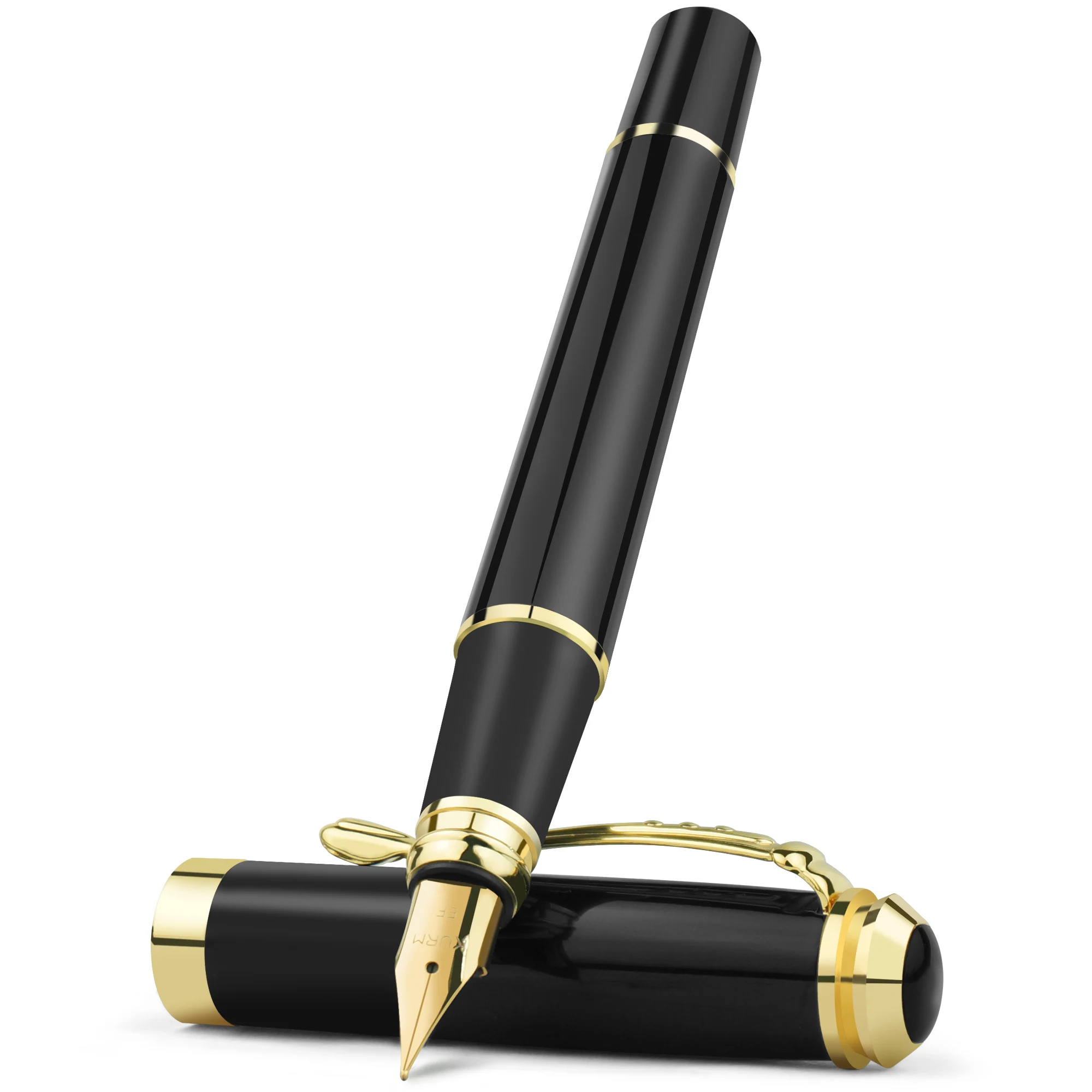 0,38mm Extra Feine Feder Schreibfeder, Schwarzer Metall-Kalligrafie-Stift als Geschenk – Detail 5