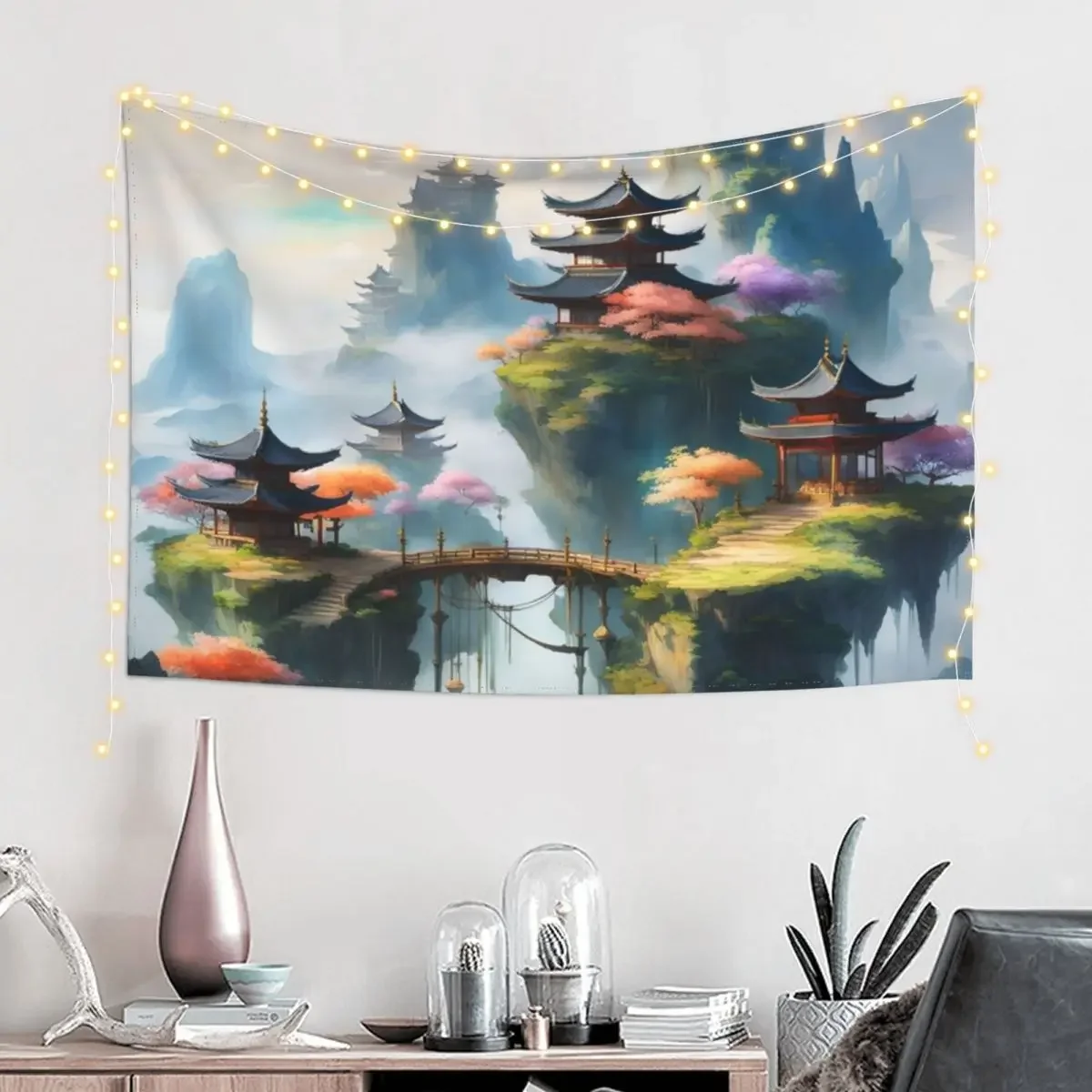 Ethereal Horizons: the Floating Realm Tapestry Bedroom Decor Room Decoration Korean Style Tapestry