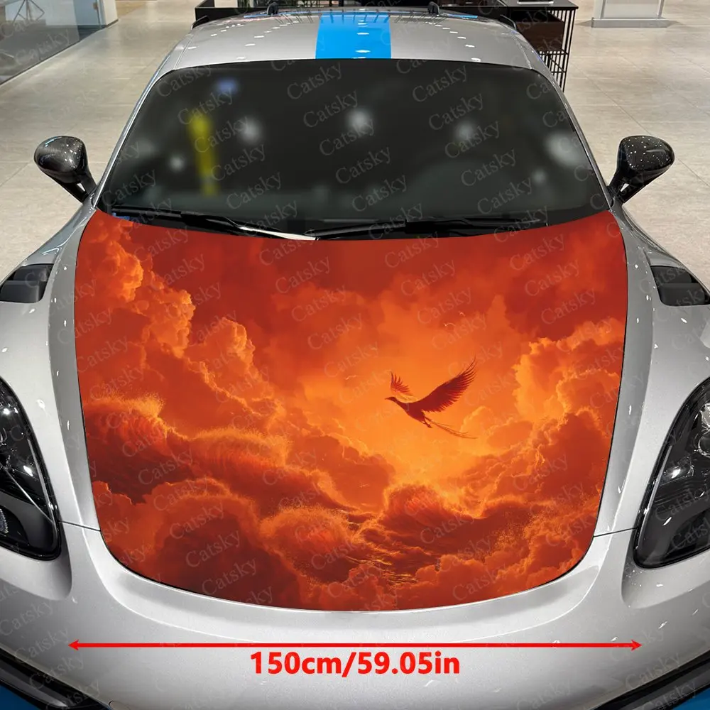 Flame Cloud Sky Phoenix Car Hood Wrap Color Vinyl Sticker Truck Graphic Bonnet Auto Accessories Decoration Protect Decal Gift