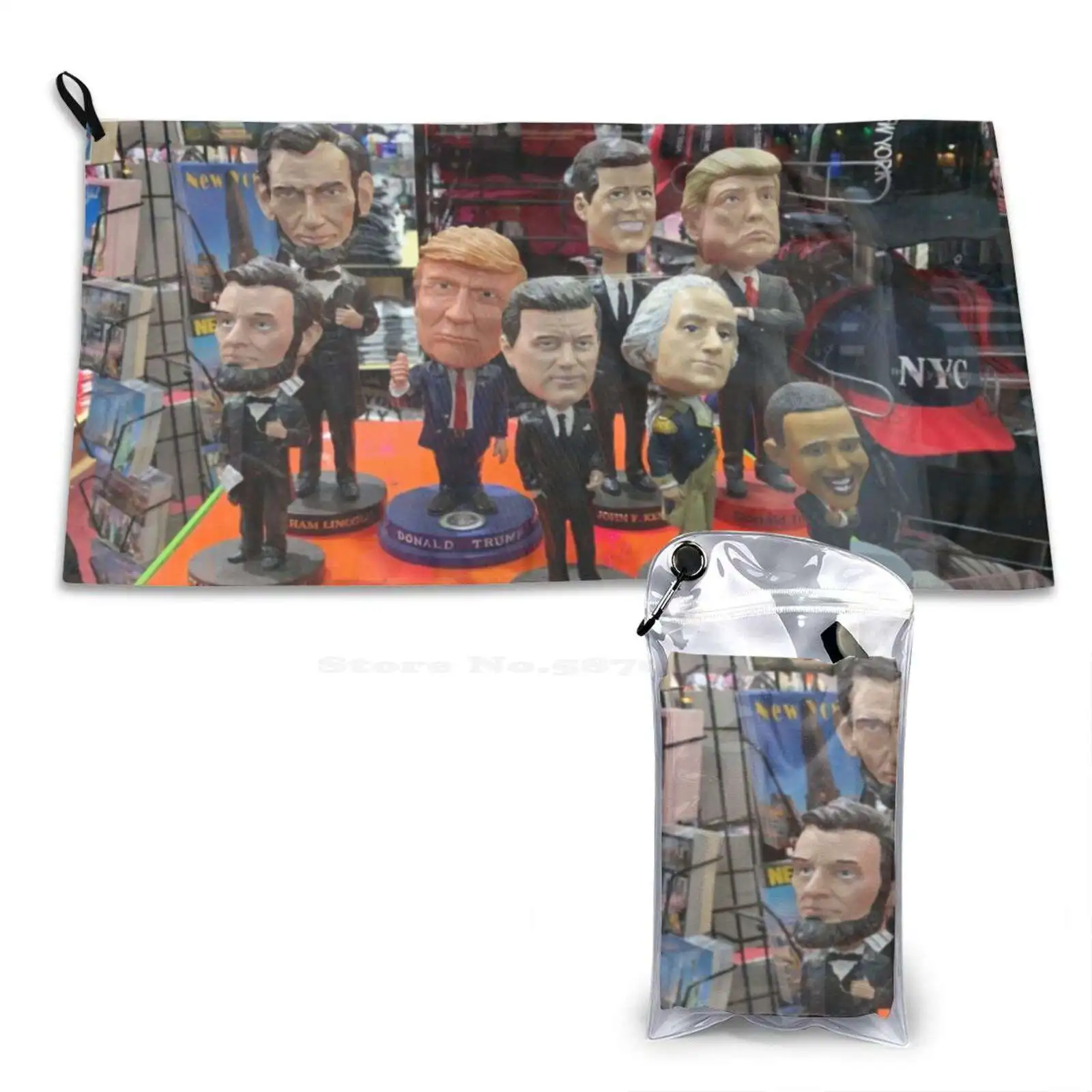 Presidential Bobble Heads Pattern Soft Face Towel Home Outdoor Bittenbyazebra Abe Lincoln John F Kennedy Obama Trump George