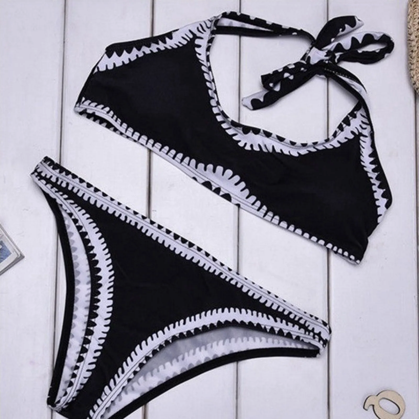 Damski strój kąpielowy Bikini dwuczęściowy strój kąpielowy letnia moda zderzające się stroje kąpielowe Sexy zbieranie Push Up biustonosz strój