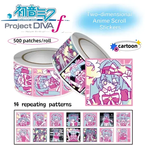 Hatsune Miku cartoon anime instant reincarnation roll roll sticker high-value Two-dimensional peripheral decoration sticker
