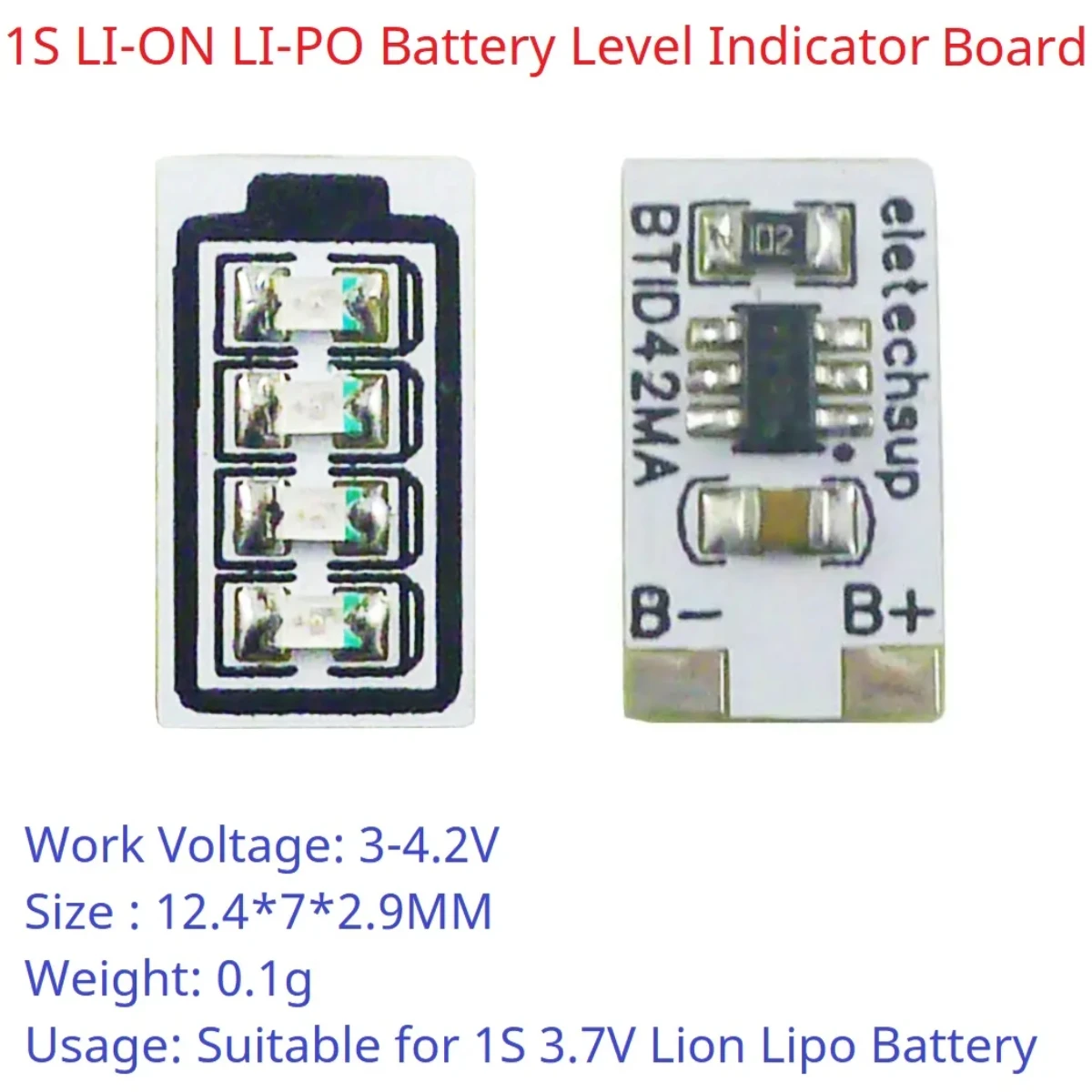 Mini 3,7 V 4,2 V 1-ogniwowy LI-ON LI-PO Wskaźnik napięcia zasilania akumulatora LED Moduł wykrywania P/V dla 18650 26650 4680 Ładowanie Rozładowanie