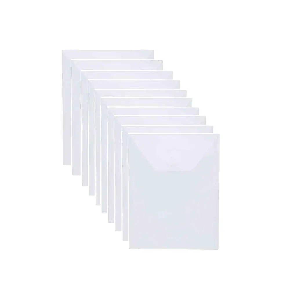 

Free Shipping-7x5 Clear Plastic Envelopes Hook Loop Closure Receipt Sticker Storage Holder 10 Pack