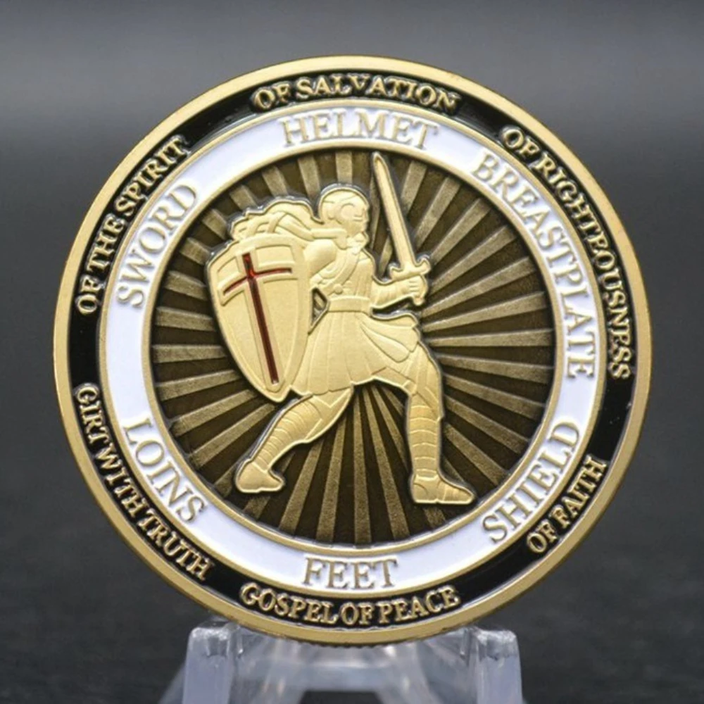 وضع على الدرع الكامل للإله عملة تذكارية للأفسسيين مطلية بالذهب للدفاع عن العملة التذكارية للإيمان