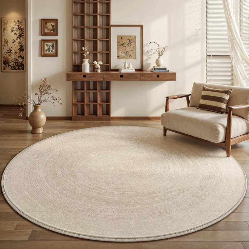 

Ковры в кремовом стиле для гостиной, минималистичный декор для спальни, круглый ковер, пушистый мягкий коврик для отдыха, толстый плюшевый коврик для гардеробной