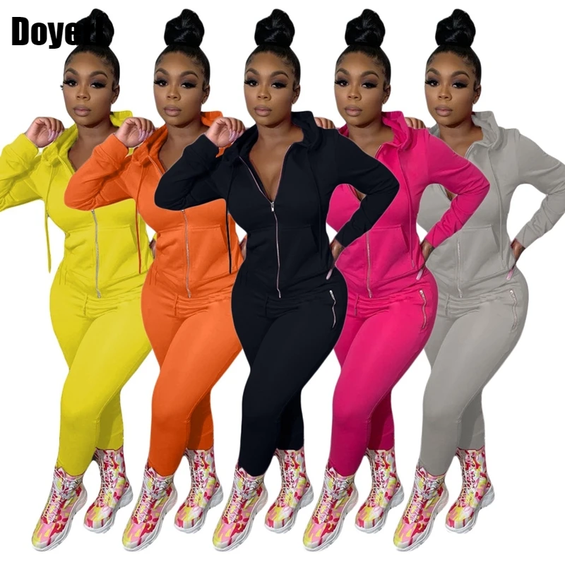 Autumn Winter Long Sleeve Tracksuit Women Sportwear Zipper Two Piece Set Top and Pants Matching Sets 2 Piece Joggers Women Set