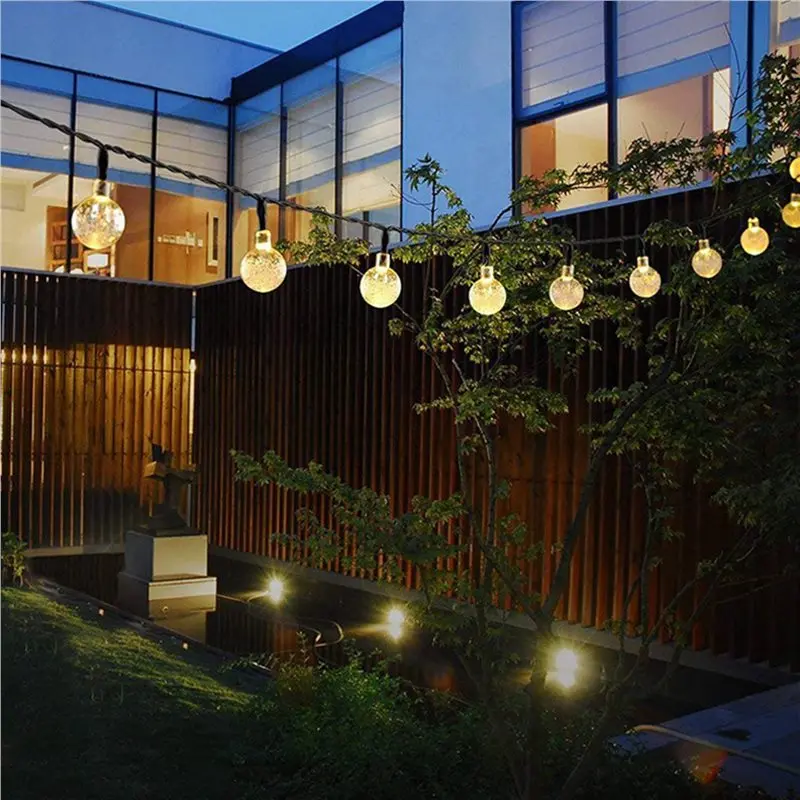 SYW-5X 8 Modes Solar Light Bulbs Crystal Ball 5M LED String Lights Fairy Lights Garlands For Christmas Party Outdoor