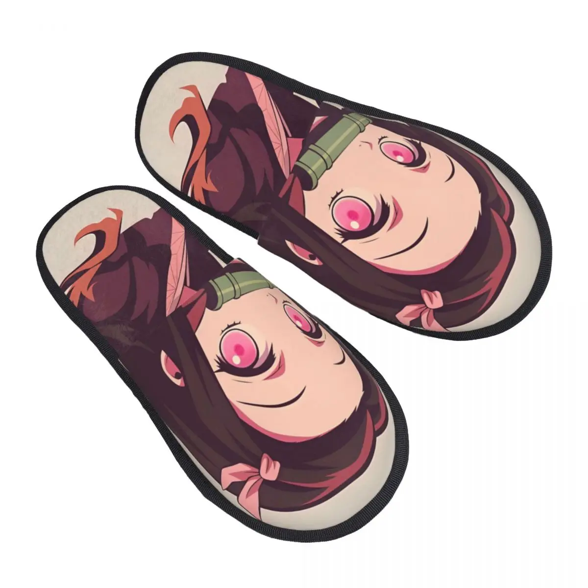 Anime Kawaii Nezuko Home Cotton Slippers Anti-skid Demon Slayer Cozy Memory Foam Slippers Bedroom