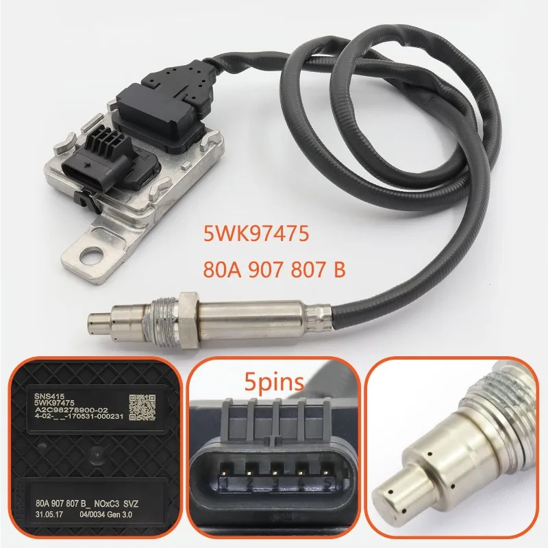 Nitrogen Oxygen Sensor NOX SENSOR 80A907807B 5WK97475 For Audi A5 8T 8F A4 8W B9 Q5 80A 8R A5 8W6 2.0 3.0 40 45 TDI