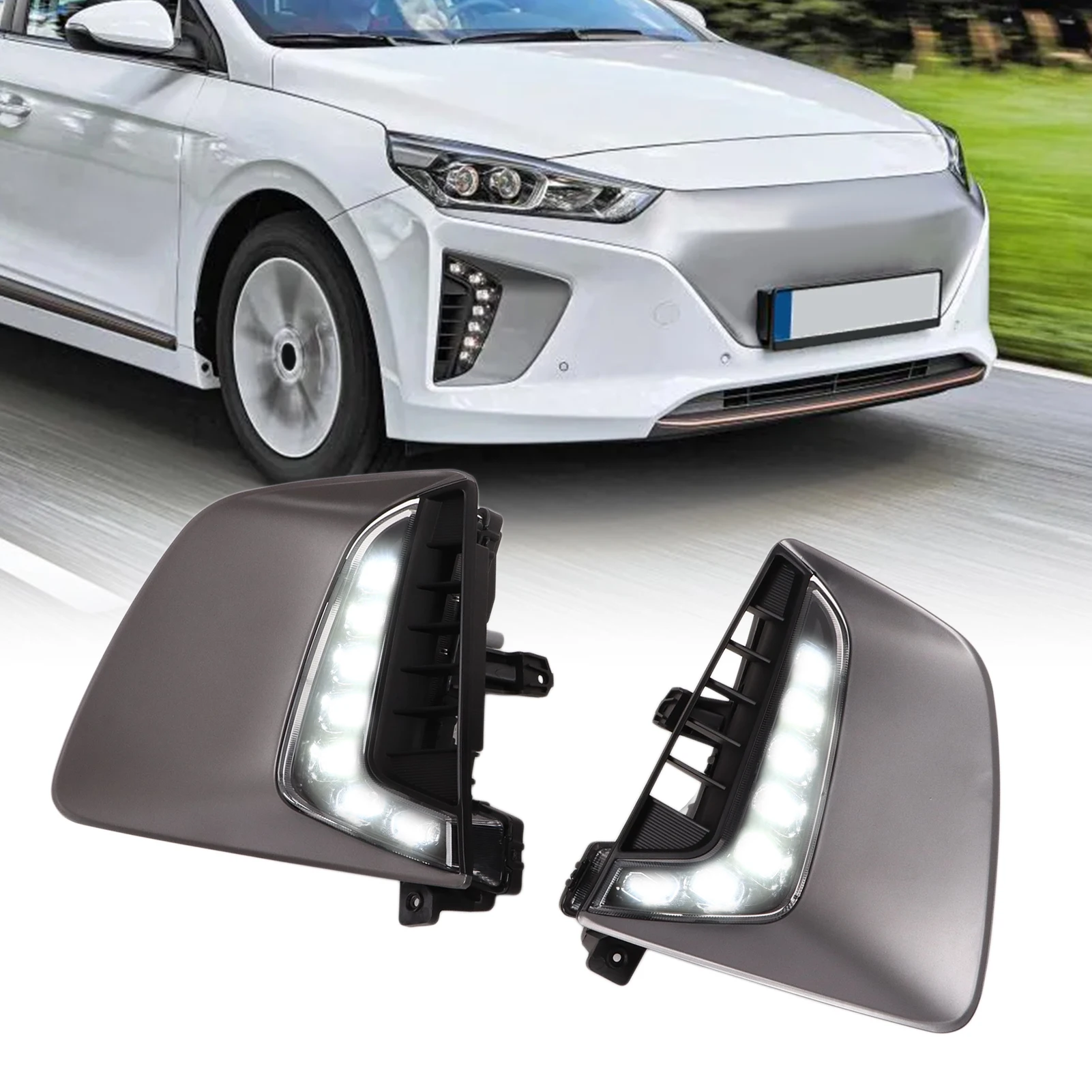 

Car DRL Lamp Car LED Daytime Running Light Lamp Waterproof Replacement for IONIQ 2017‑2019 LED Daytime Running Light