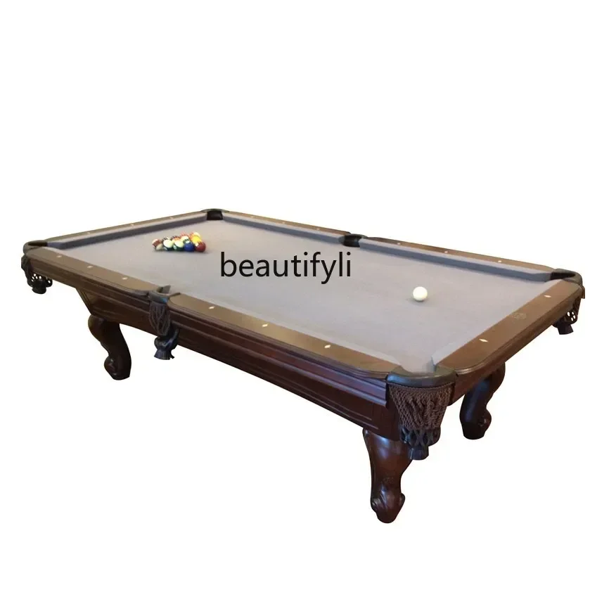 

ss newPool Table Household 233.33cm Billiards Solid Wood Carving Antique Ball Table American Table Tennis Bar