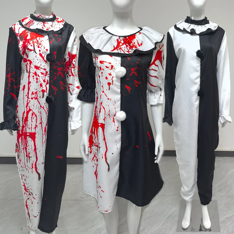 Disfraz de Payaso de Terror para Halloween, Traje Sangriento para Adultos, Disfraz de Payaso Asesino, Disfraz de Carnaval para Hombres y Mujeres