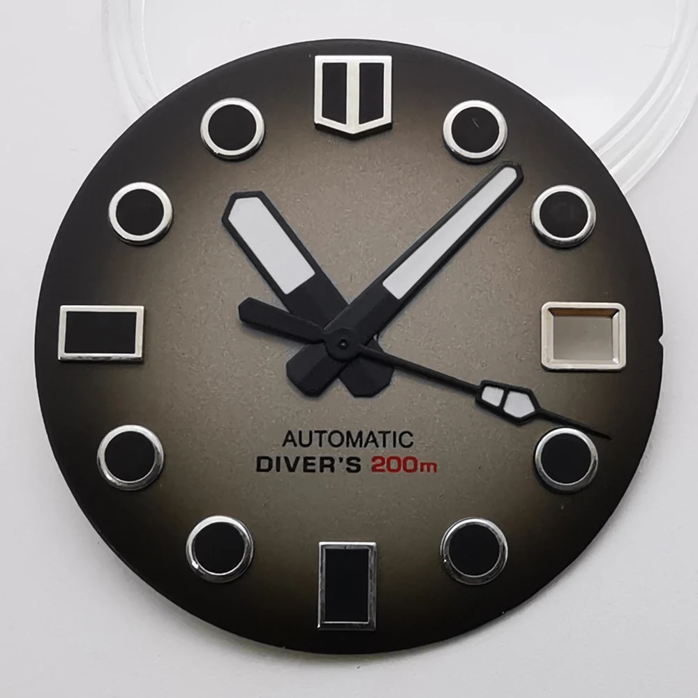 28.5mm Sterile Black Gray White Watch Dial Hands Fit NH35 Movement