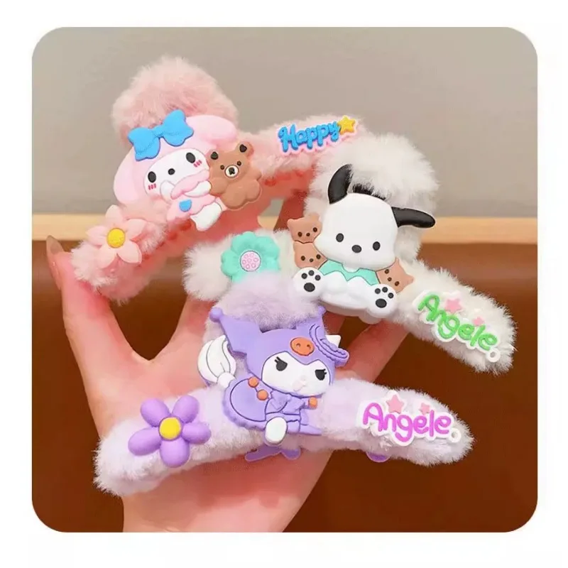 Sanrio Cinnamoroll Cartoon Dolls Barrette Anime Action Figures Kuromi Cinnamoroll My Melody Decoration Q Figurals Cute Girl Gift