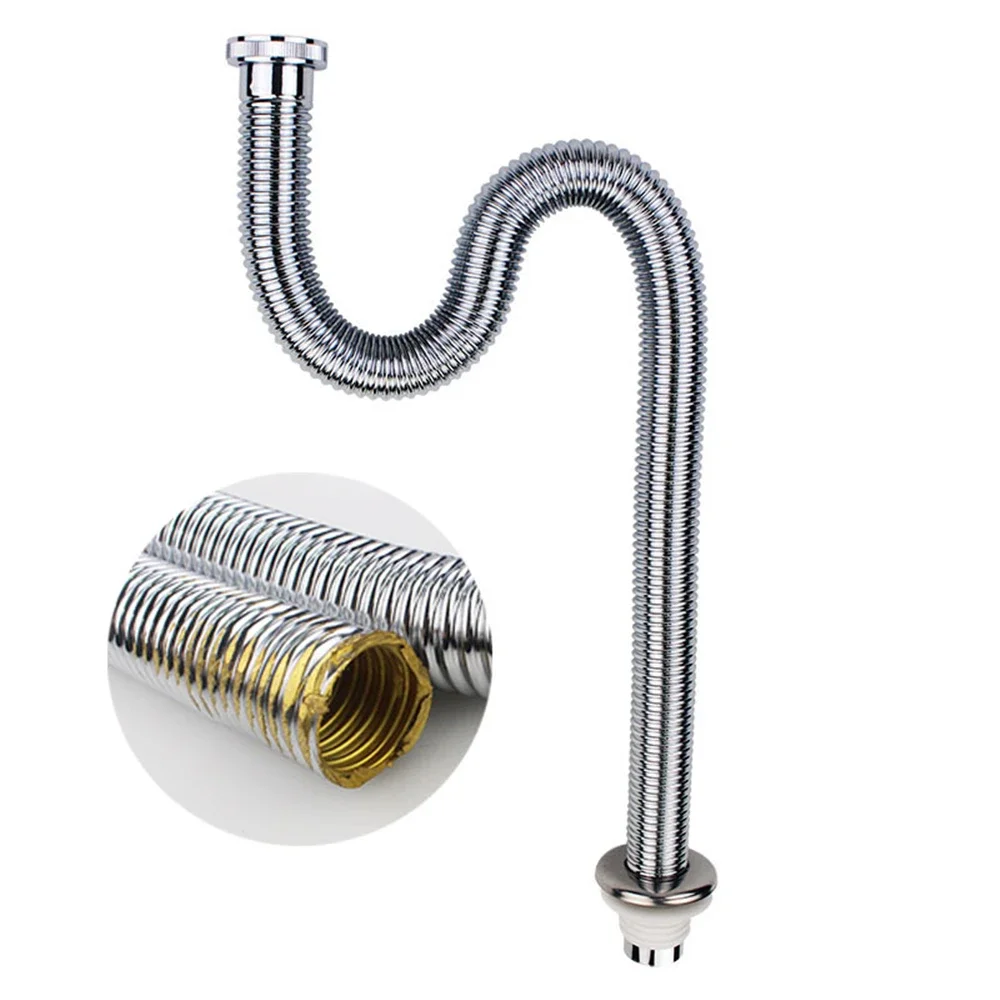 European Standard Full Copper Water Connection Pipe Corrugated Pipe Water Screw Thread S-shaped Corrugated Drainage Pipe Water