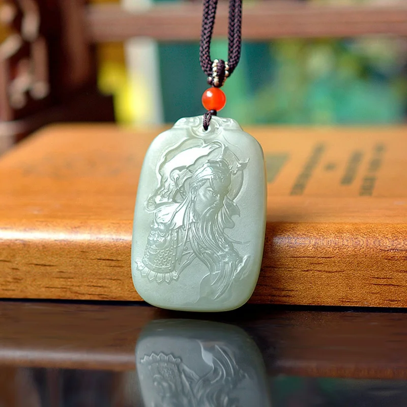 رائعة Hetian اليشم تشينغهاي المواد قوان يو قلادة #3