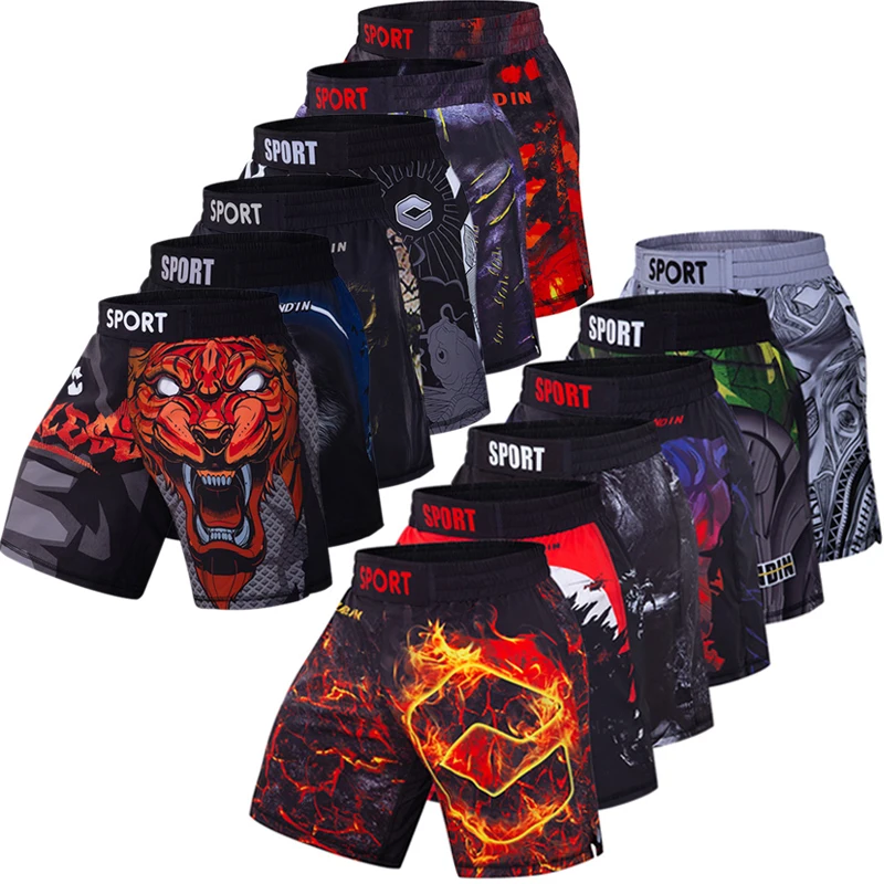 

Boxing MMA Shorts Men Rashguard Ju jitsu Fight Fierce Fighting Men's Short Pants Tiger Sanda Cheap Kickboxing Muay Thai Shorts