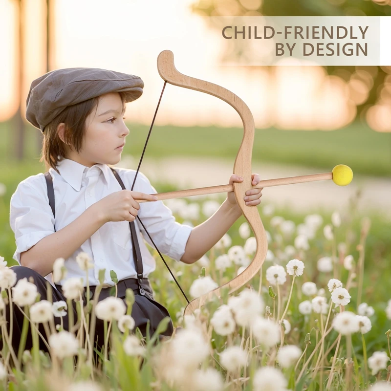 Jouets de tir à l'arc et à la flèche, ensemble d'arc et de flèches en bois pour enfants, jouets de sport de plein air pour bébés, jouet d'exercice de Coordination main-pied