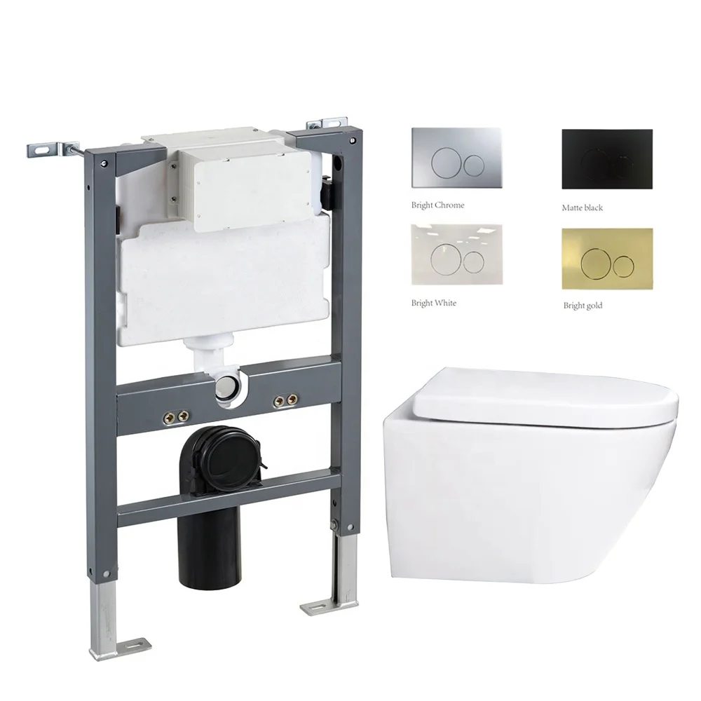 High Quality Modern Design Wall Hung Ceramic Toilet Concealed In-Wall Dual Push Button Dual Flush Plate