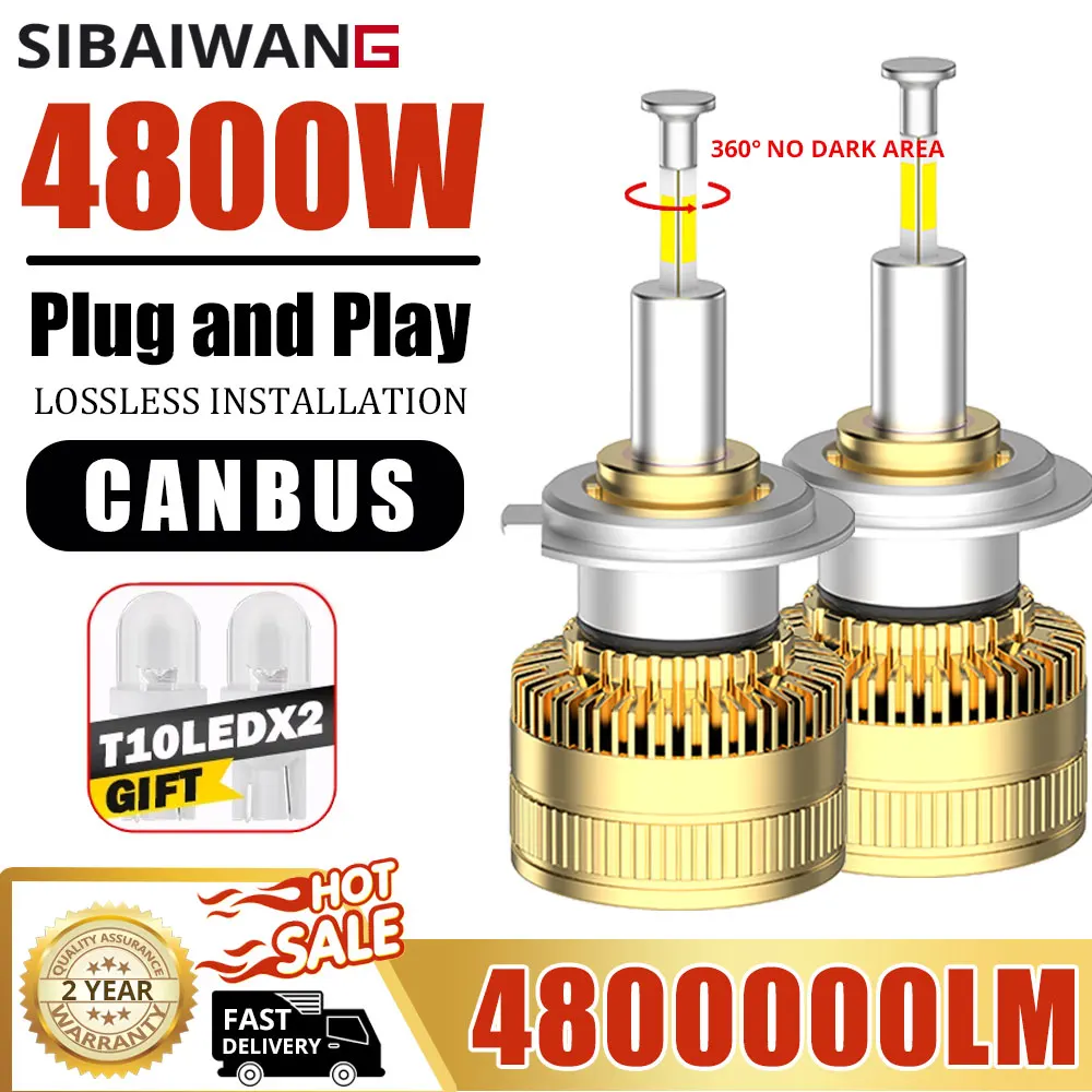 

LED H7 Car Headlight Bulbs Canbus 4800W Automobiles 360 Projector H4 Led Headlamp H1 H8 H11 9005 9006 HB3 HB4 9012 HIR2 Fog Lamp