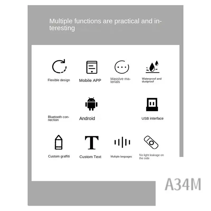 

A34M-Автомобильный светодиодный экран, гибкий дисплей, прокрутка информации, рекламная световая доска, анимационная панель заднего окна, замена B